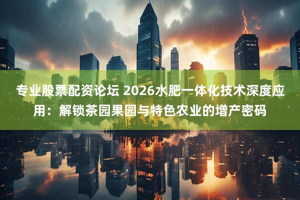 专业股票配资论坛 2026水肥一体化技术深度应用：解锁茶园果园与特色农业的增产密码