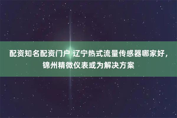 配资知名配资门户 辽宁热式流量传感器哪家好，锦州精微仪表或为解决方案